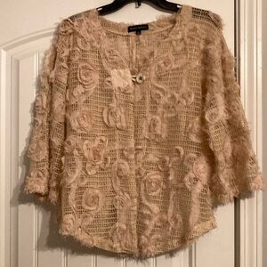 Beige Lace Floral Cardigan